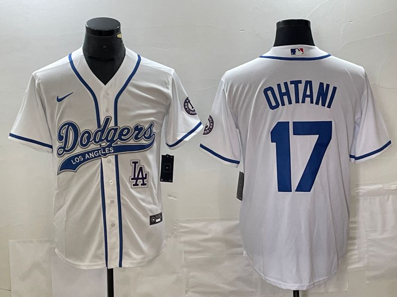Men Los Angeles Dodgers #17 Ohtani White Nike Game MLB Jersey style 5